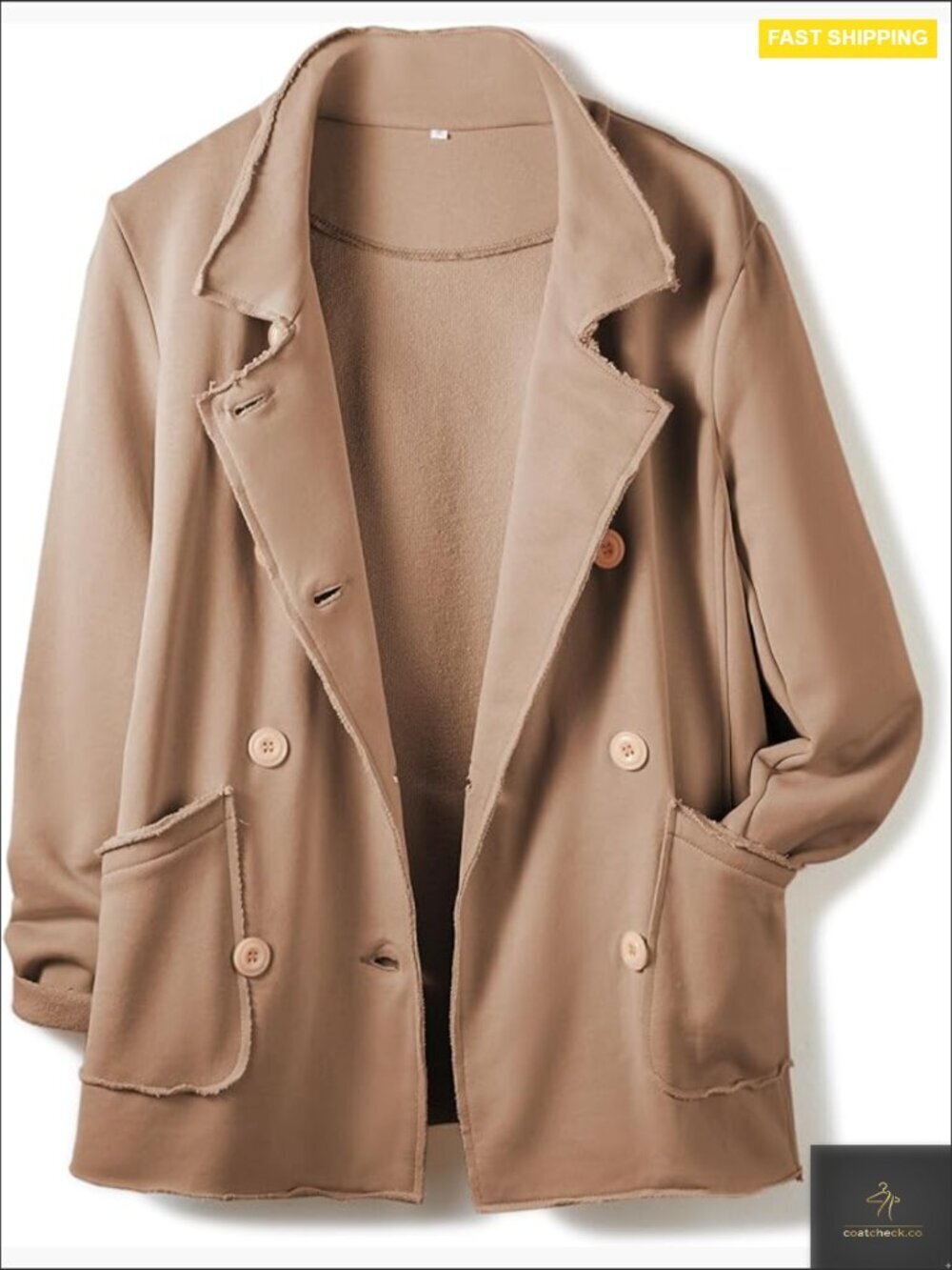 Classic Double Breasted Pea Coat Relaxed Fit Wool Blend Fall Winter Essential